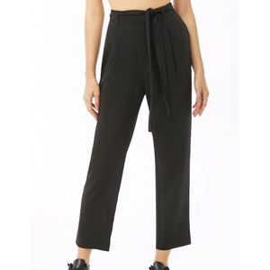 high-rise belted straight leg pants | size: medium